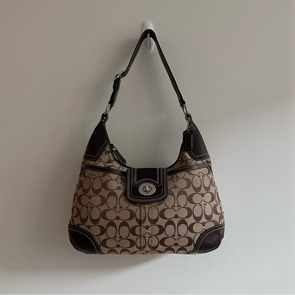 Vintage Y2K Coach Hamilton Chocolate Brown Signature Sufflette Hobo Shoulder Bag